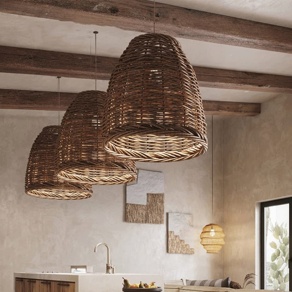 Ritta Suspension LED Vintage Rotin Salon/Chambre à Coucher