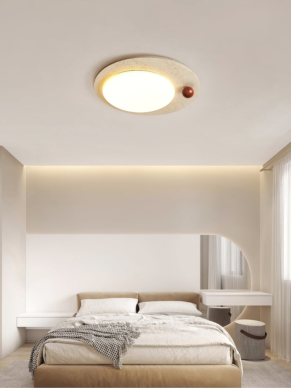 Orbia Lumière de Plafond Circulaire en Travertin