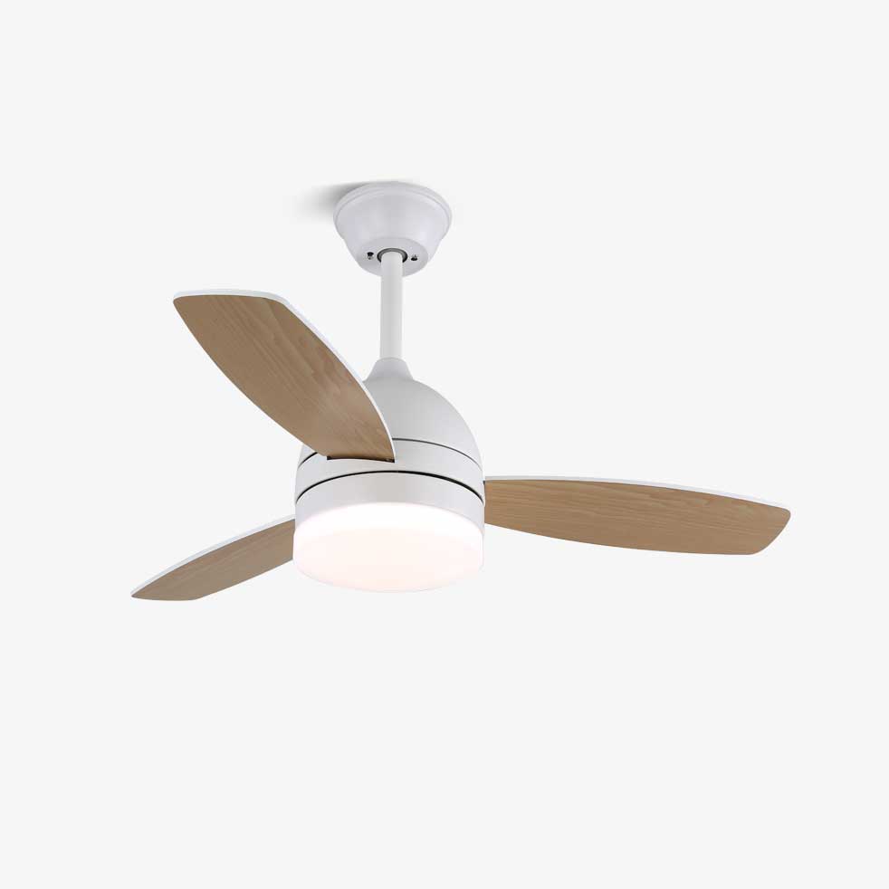 Ventilateur de plafond minimaliste Selena en bois avec lumière
