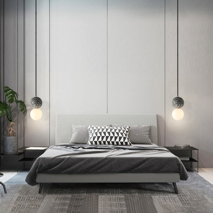 Kessie Luminaires Suspensions Globe Moderne Pierre/Verre Rose/Gris/Noir/Blanc Salon