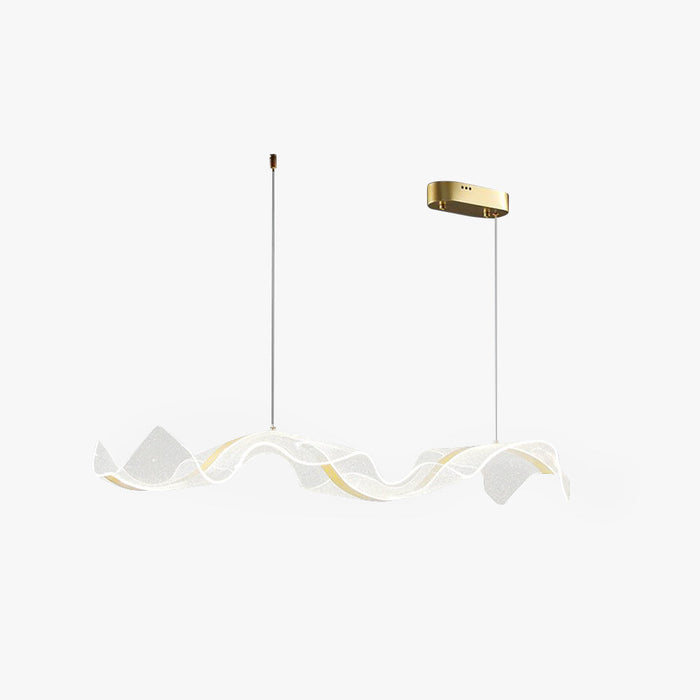 Yela Luminaires Suspensions Vague Moderne Métal/Acrylique Blanc/Doré Salon