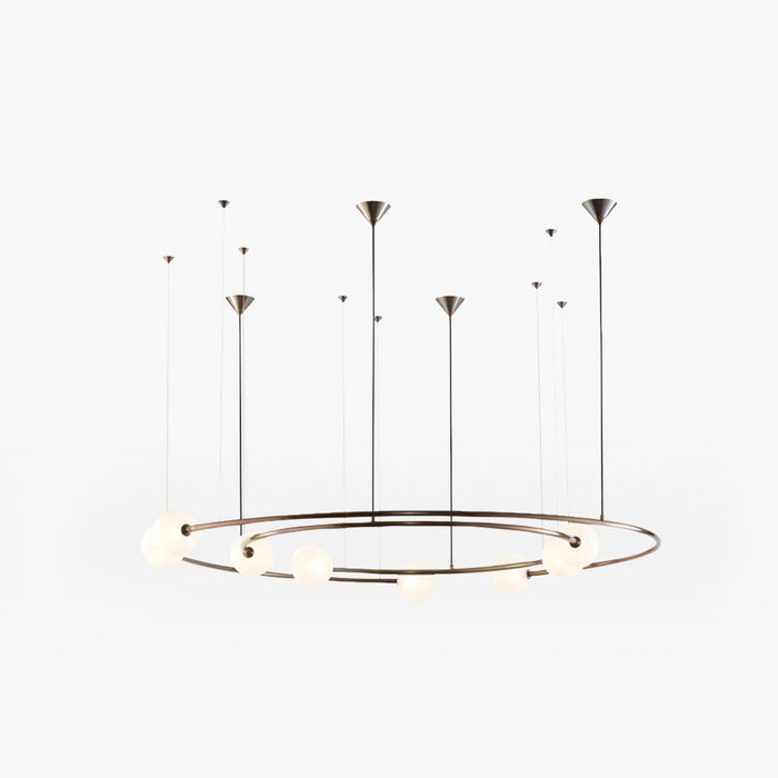 Valentina Suspension Anneau Moderne, Métal/Verre, Noir/Doré, Salon