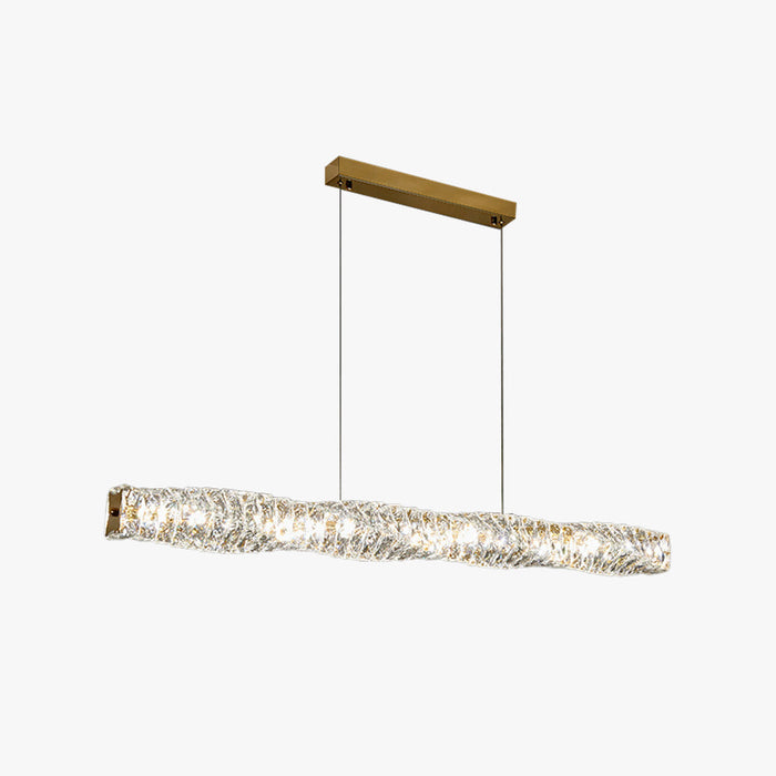 Kristy Suspension Linéaire Simple, Acier/Cristal, Or/Argent, Bar/Cuisine