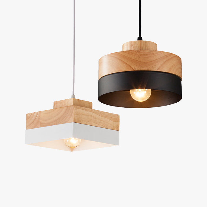 Valentina Suspension, Métal/Bois, Noir/Blanc, Salle à Manger/Salon