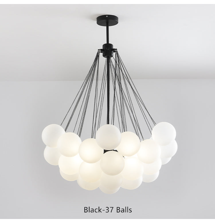 Valentina Lustre Globe Modenre, Fer/Verre, Noir/Blanc, Salon