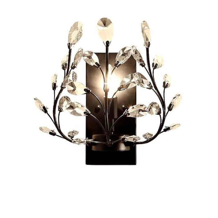 Ray Applique Murale Branche Vintage, Métal/Cristal, Noir/Doré, Salon