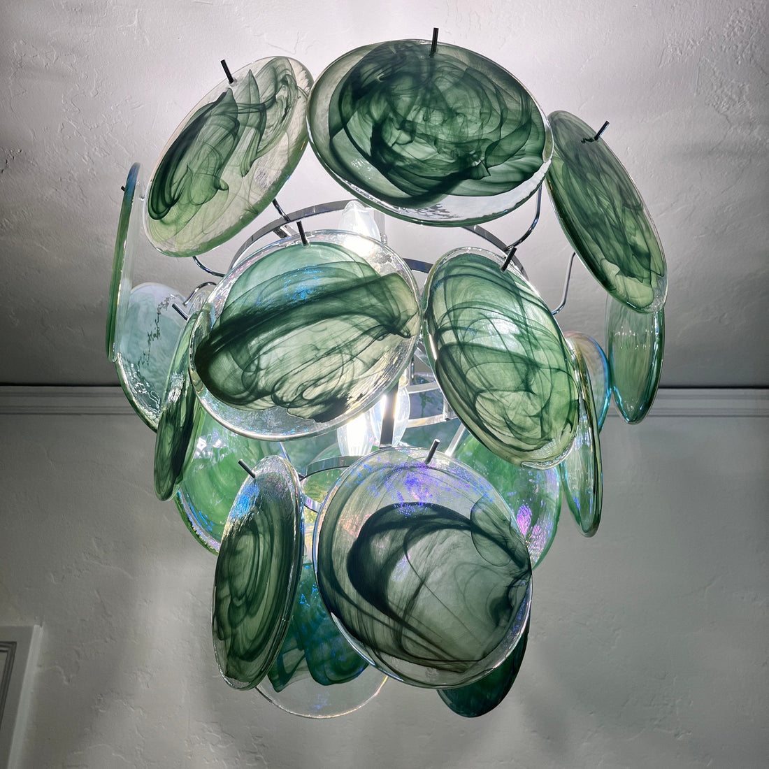 Camisa Lustre Couches de Disques en Verre Murano