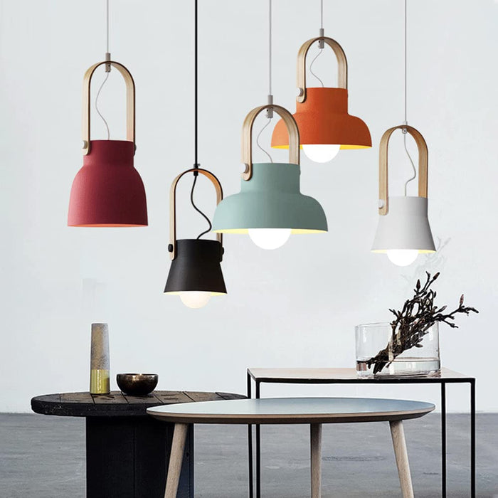 Valentina Vintage Suspension Noir/Orange Métal/Bois Chambre à coucher