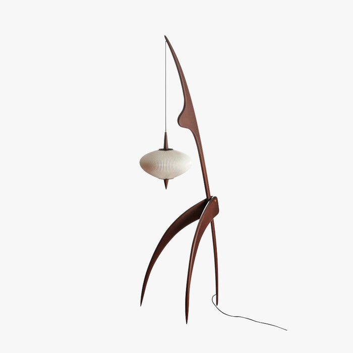 Ritta Lampadaire Rond Vintage Bois/Tissu Bois/Noyer, Salon