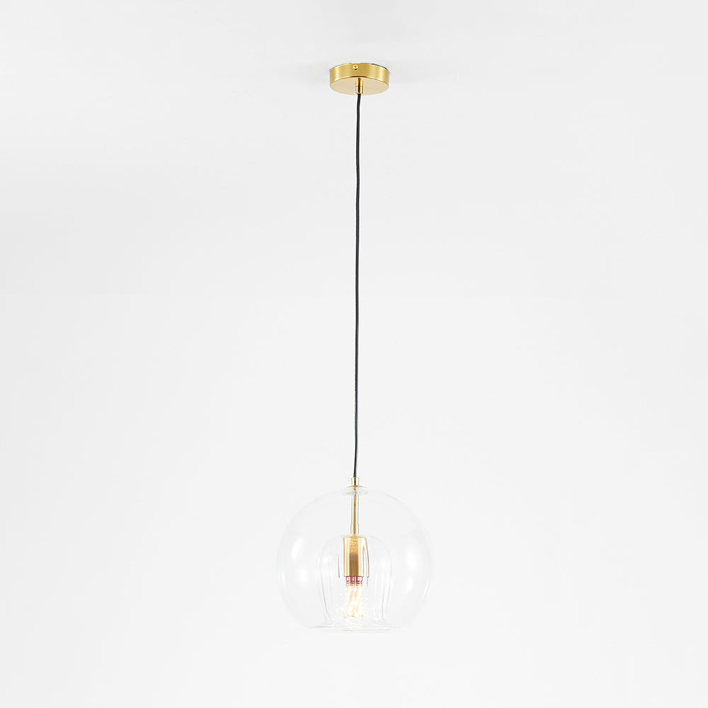 June Suspension Bulle Nordique Verre Transparent/Doré Salon/Chambre