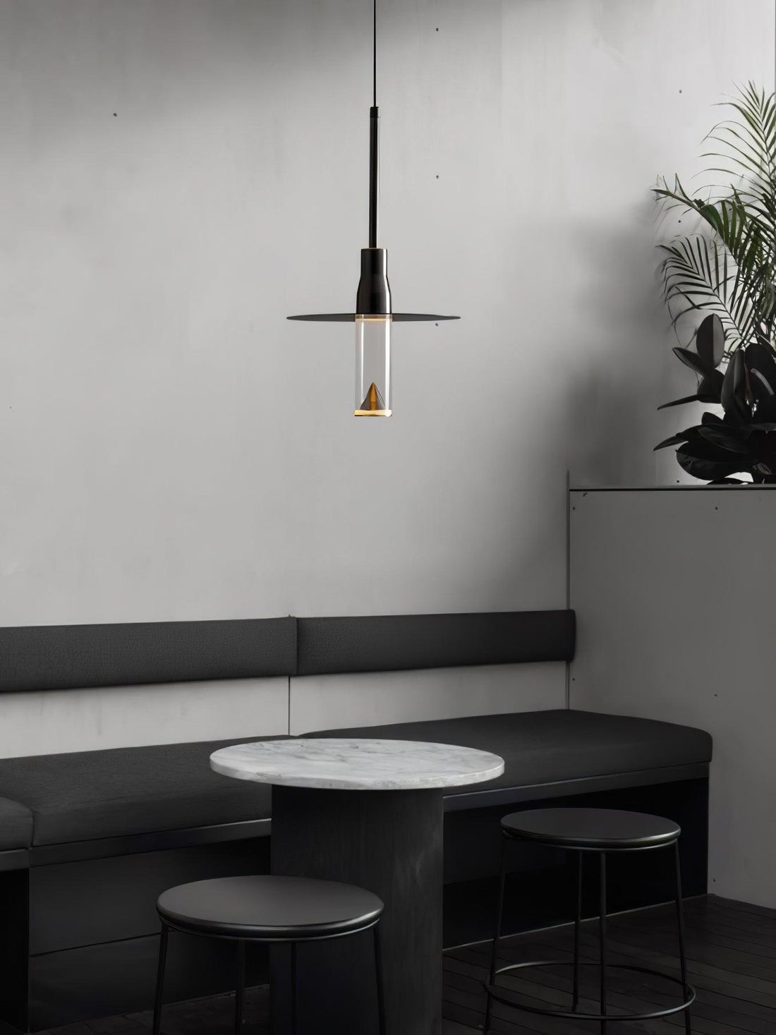 Solara Lampe suspendue en acrylique avec plaque de chapeau chromée moderne