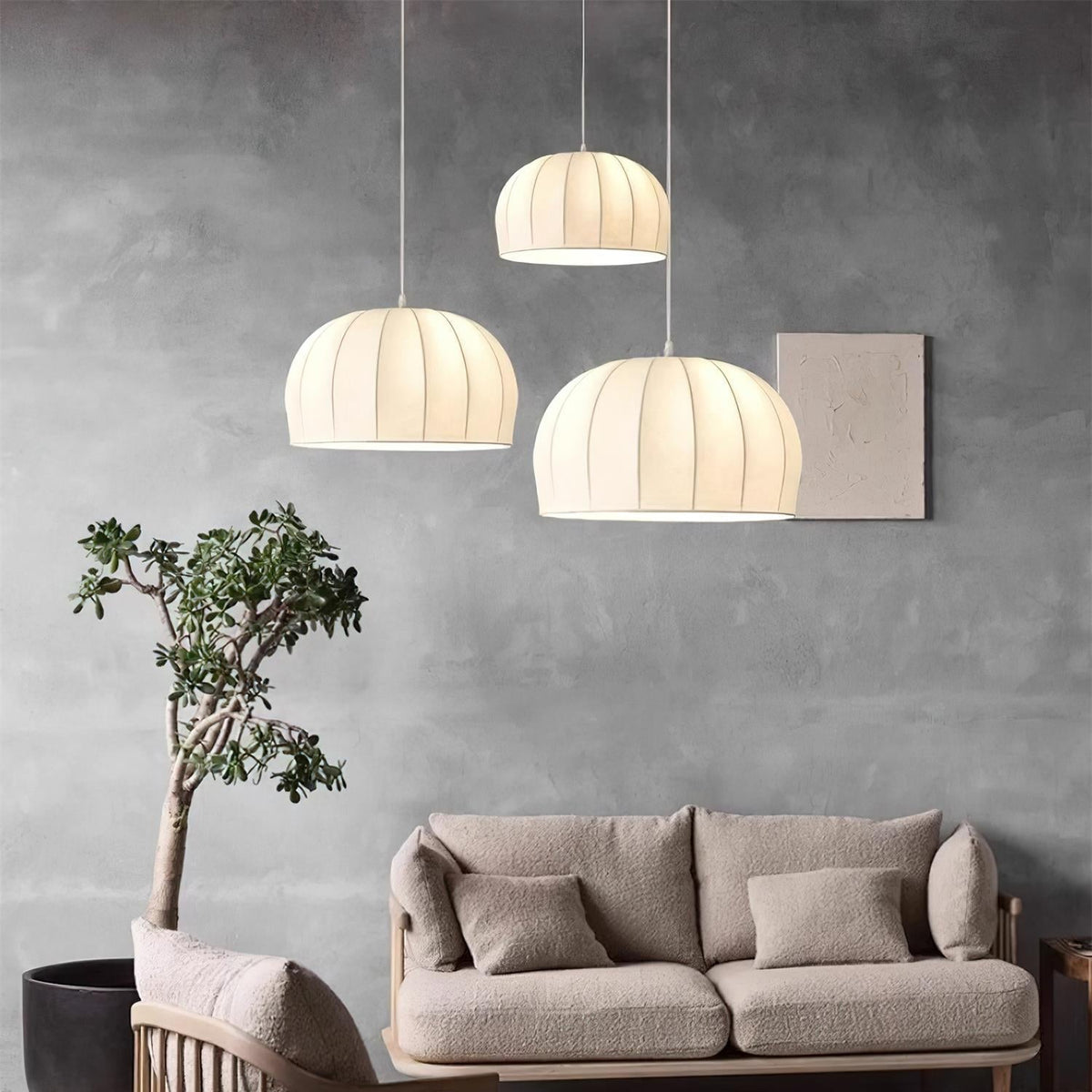 Nova Suspension en Tissu Blanc en Forme de Dôme