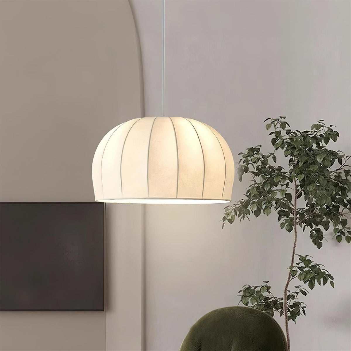 Nova Suspension en Tissu Blanc en Forme de Dôme