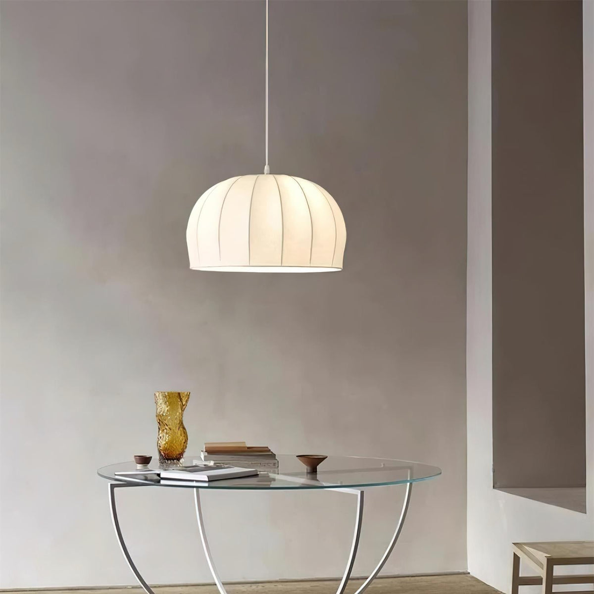 Nova Suspension en Tissu Blanc en Forme de Dôme