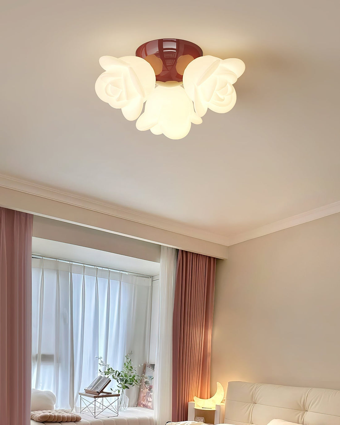 Plafonnier Baldaquin PE Rose Forme Floral Artistique Accent