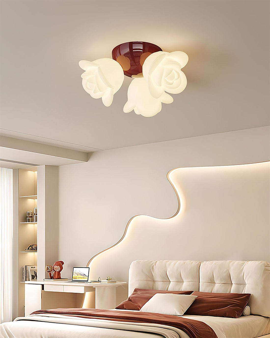 Plafonnier Baldaquin PE Rose Forme Floral Artistique Accent