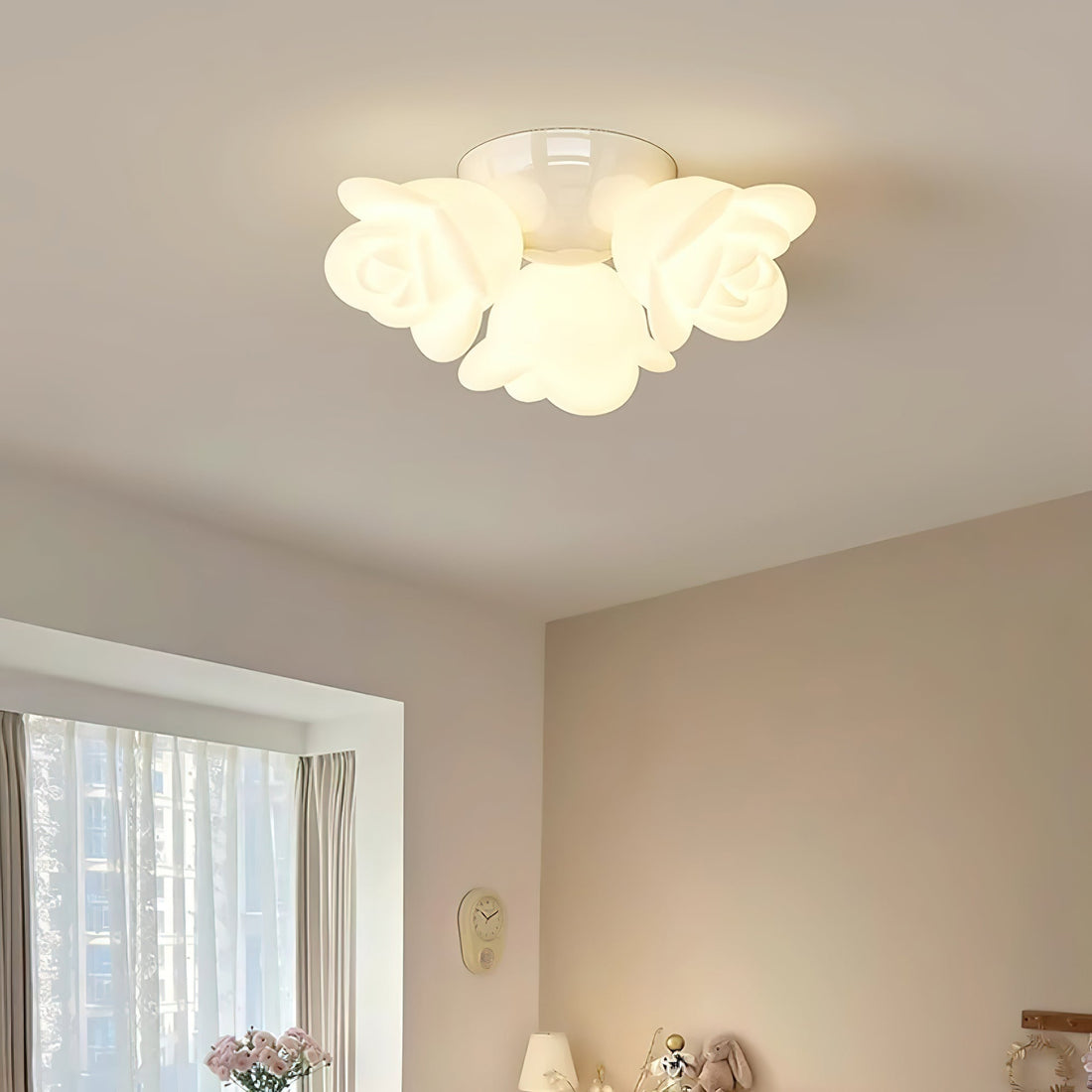 Plafonnier Baldaquin PE Rose Forme Floral Artistique Accent