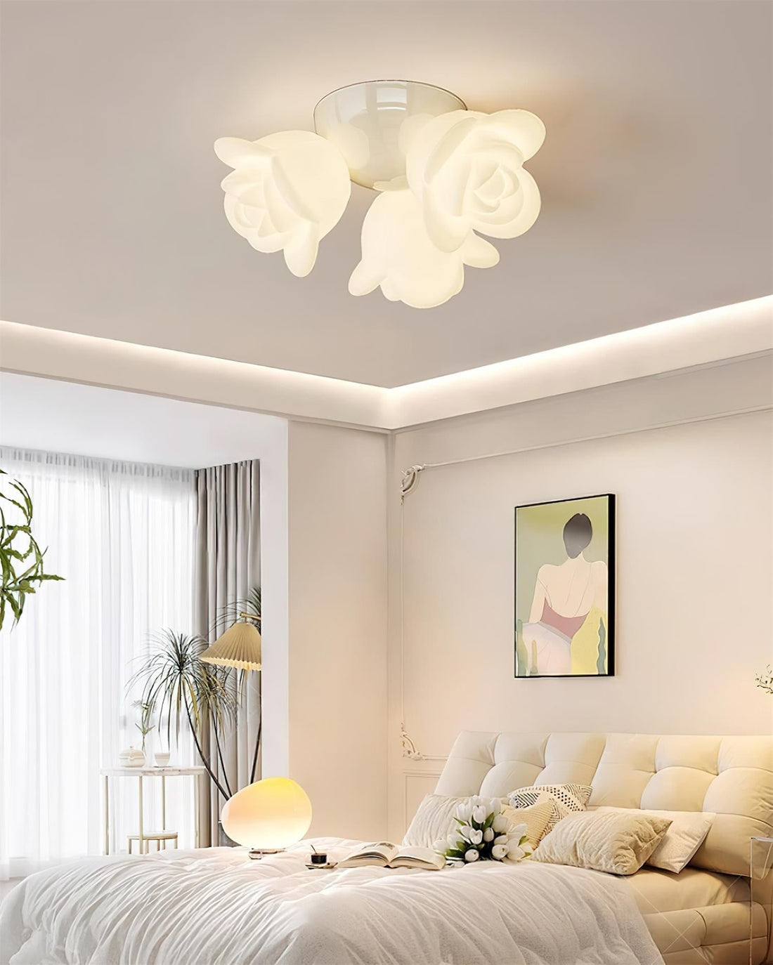 Plafonnier Baldaquin PE Rose Forme Floral Artistique Accent