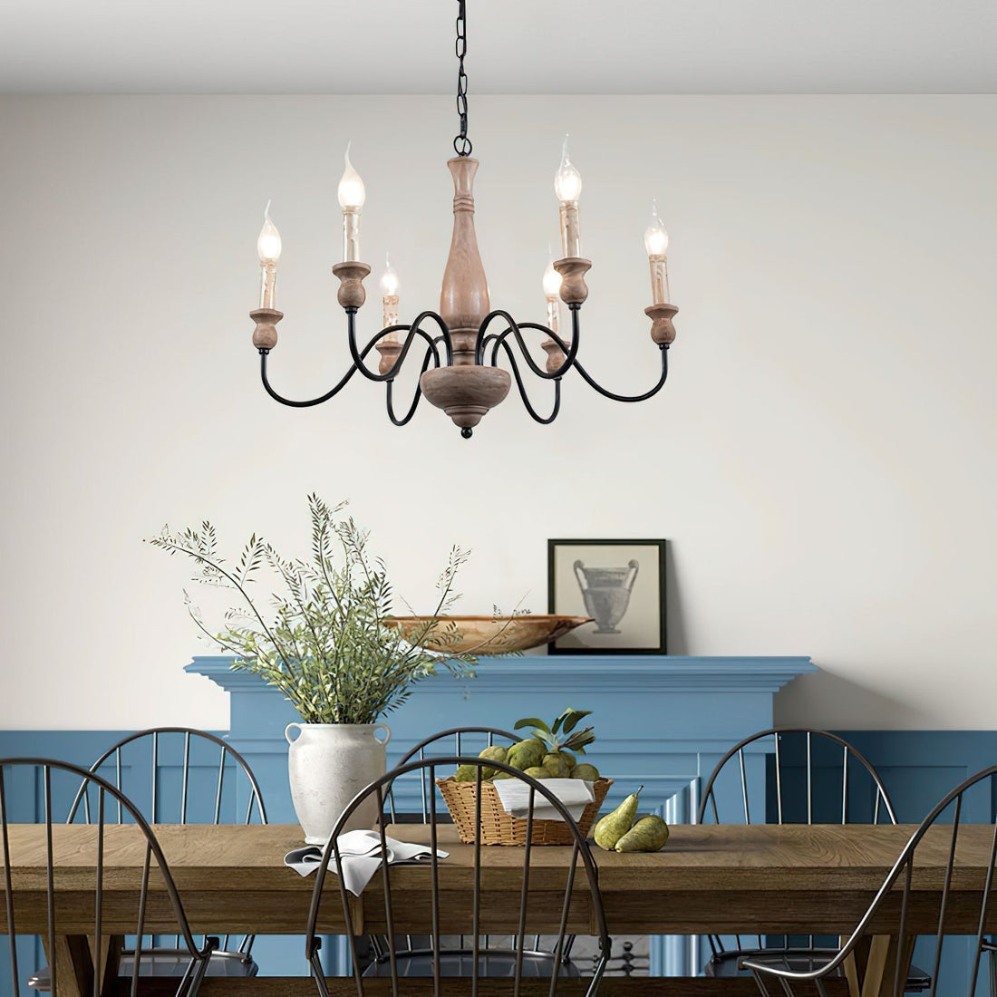 Afralia Lustra Lustre Bois Industriel Moderne