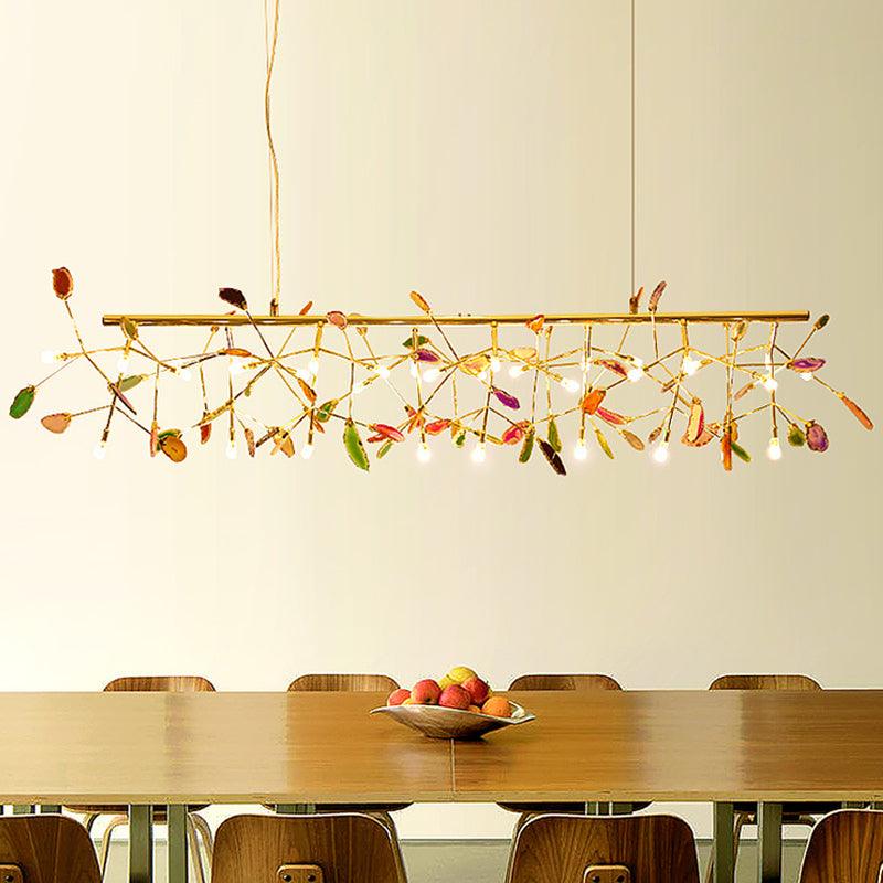 Lustra Lustre Feuille Colorée Bras Dorés