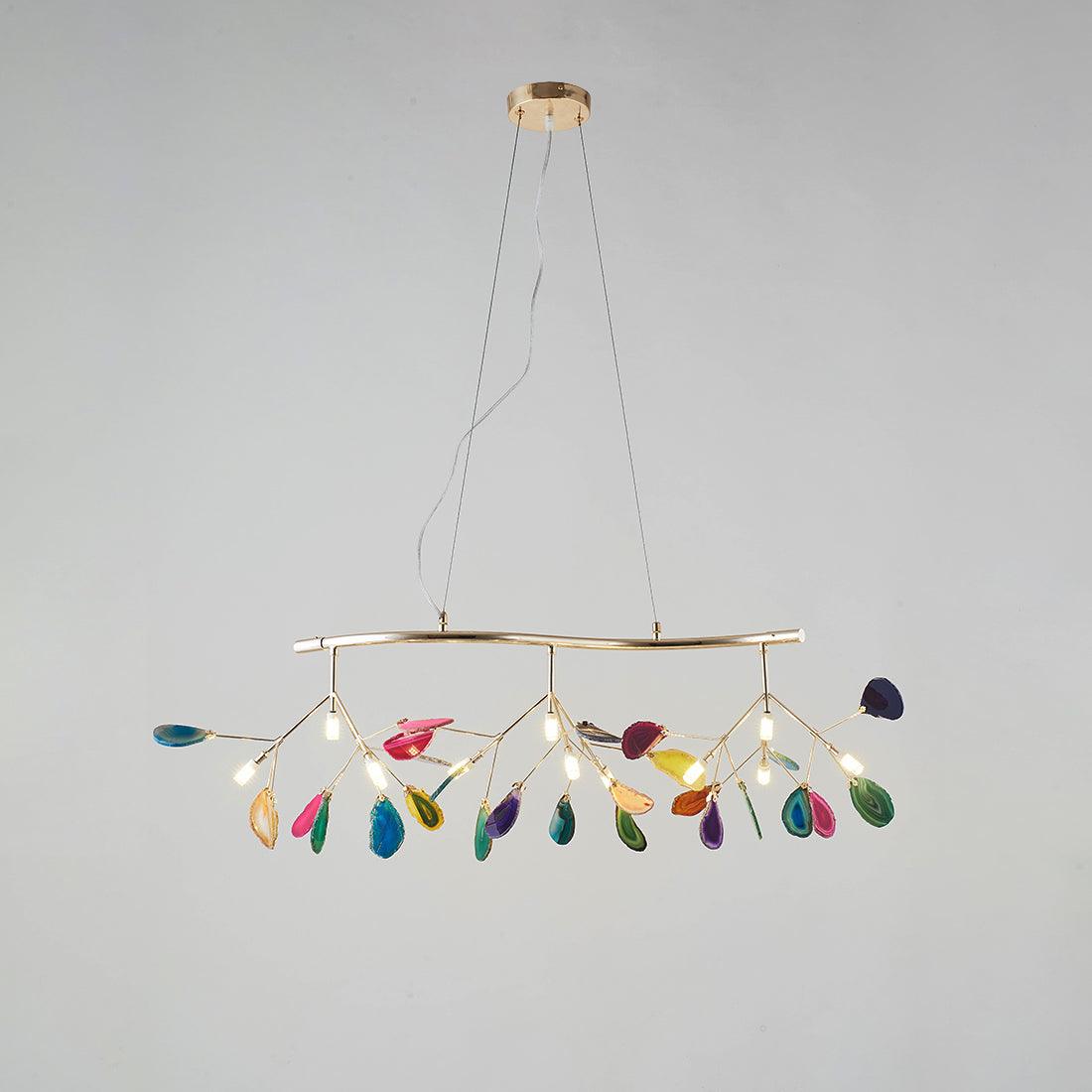 Lustra Lustre Feuille Colorée Bras Dorés