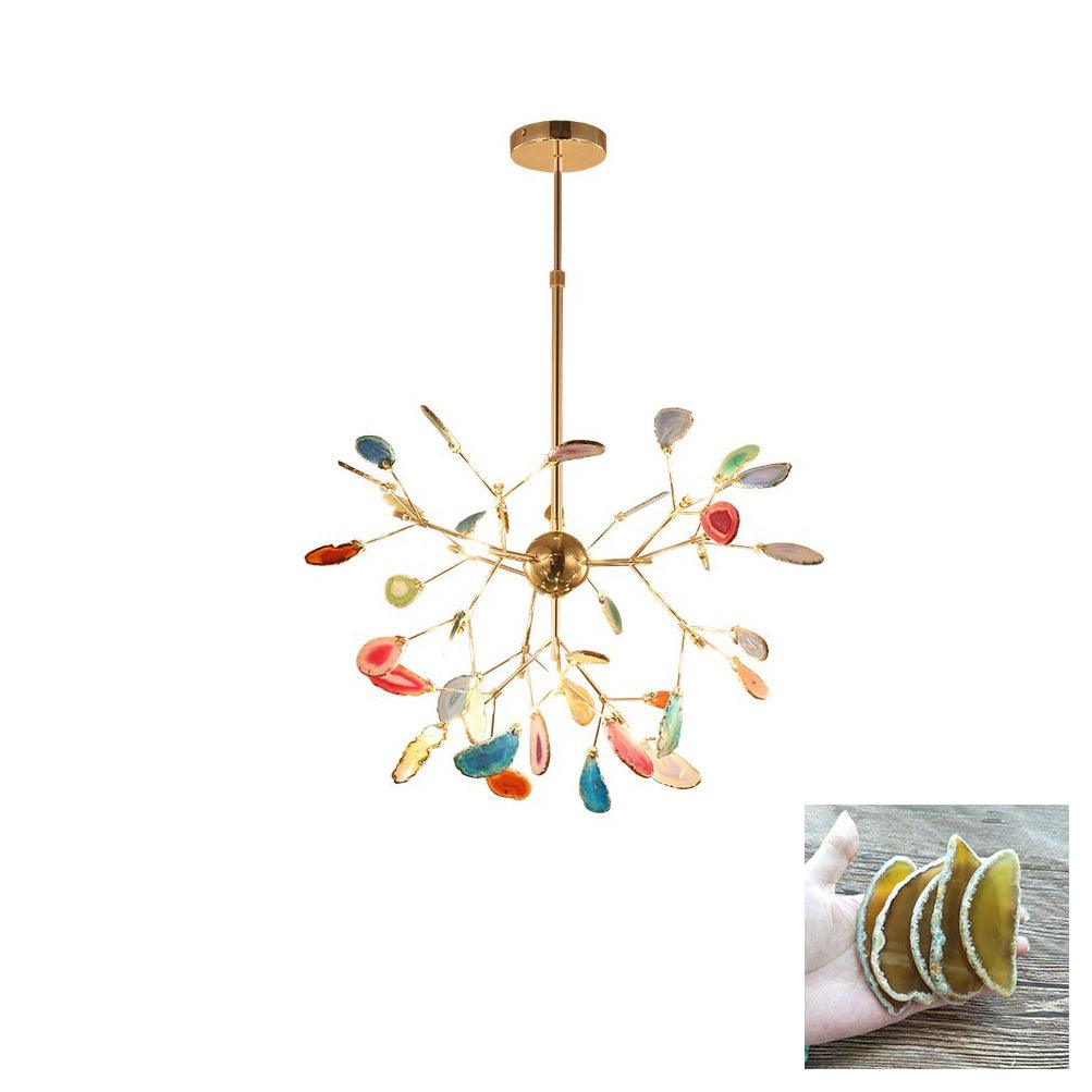 Lustra Lustre Feuille Colorée Bras Dorés