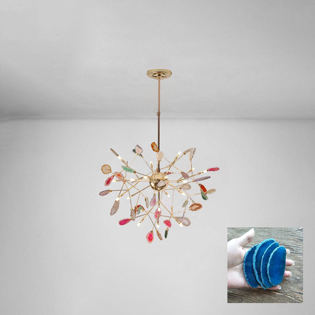 Lustra Lustre Feuille Colorée Bras Dorés