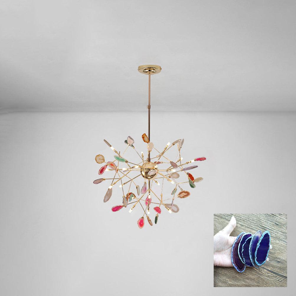 Lustra Lustre Feuille Colorée Bras Dorés