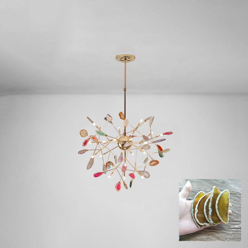 Lustra Lustre Feuille Colorée Bras Dorés