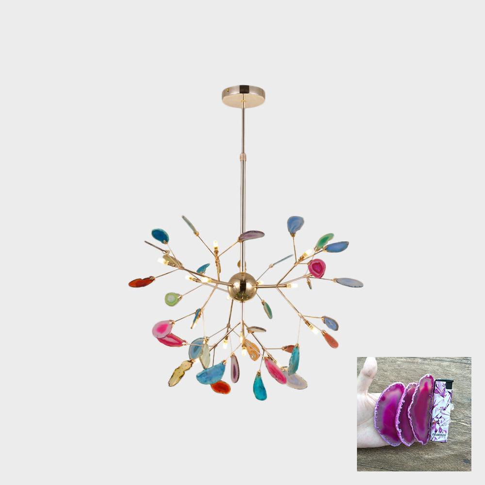 Lustra Lustre Feuille Colorée Bras Dorés