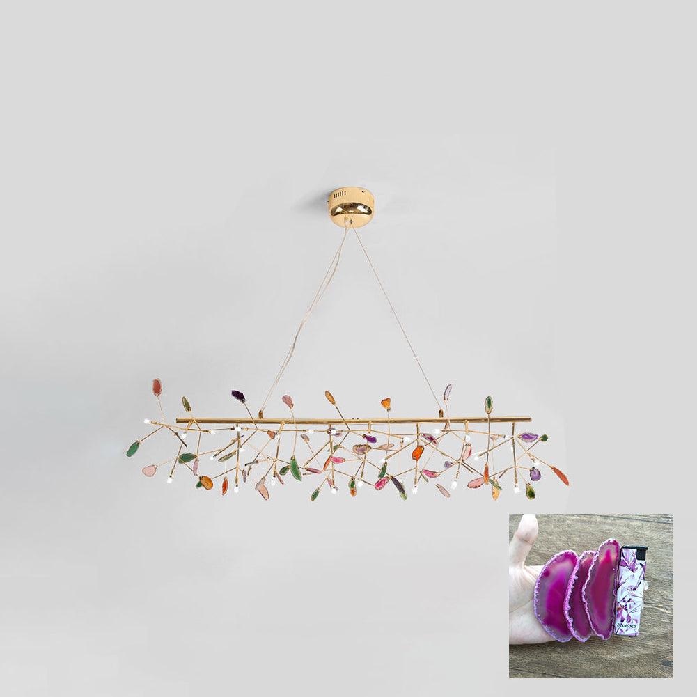 Lustra Lustre Feuille Colorée Bras Dorés