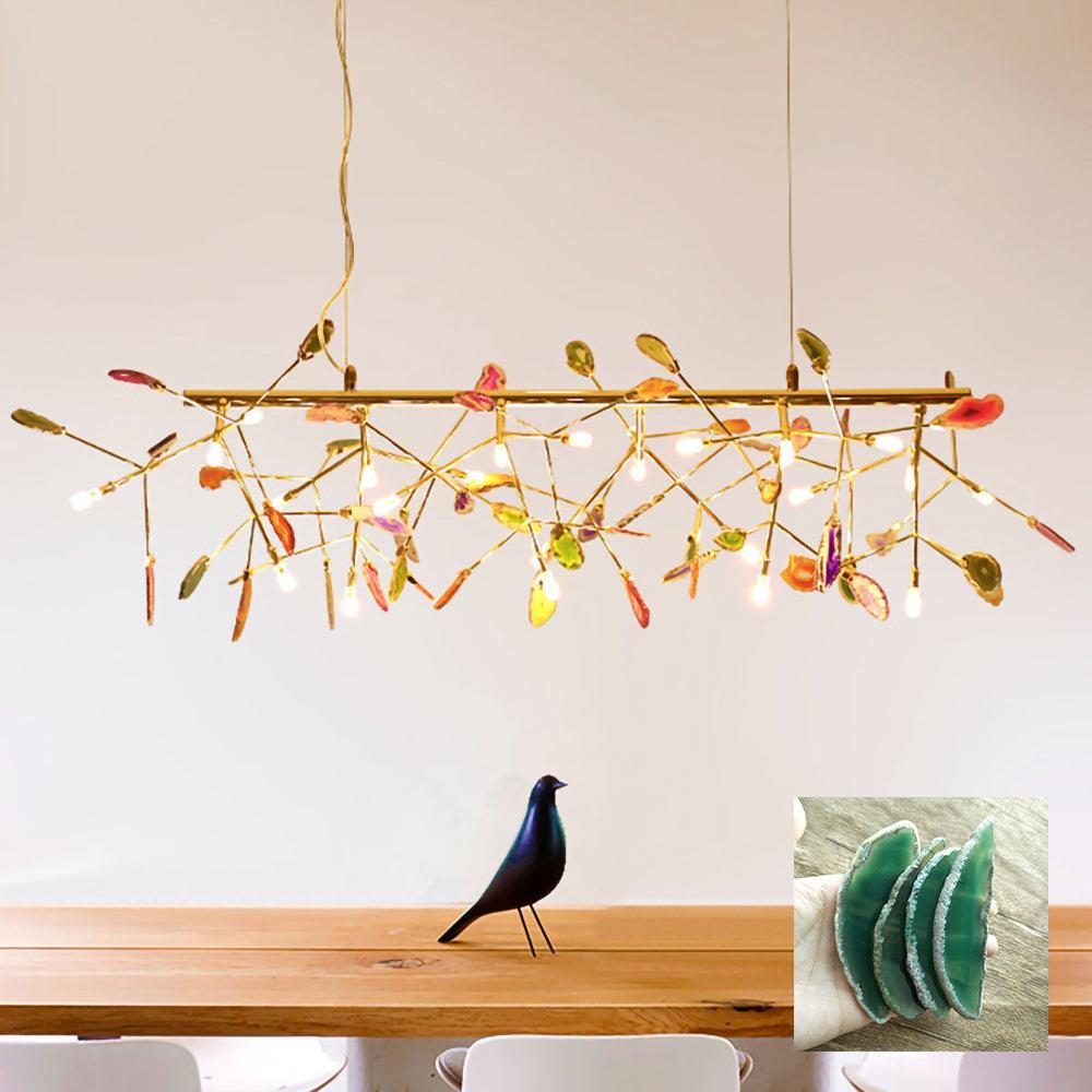 Lustra Lustre Feuille Colorée Bras Dorés