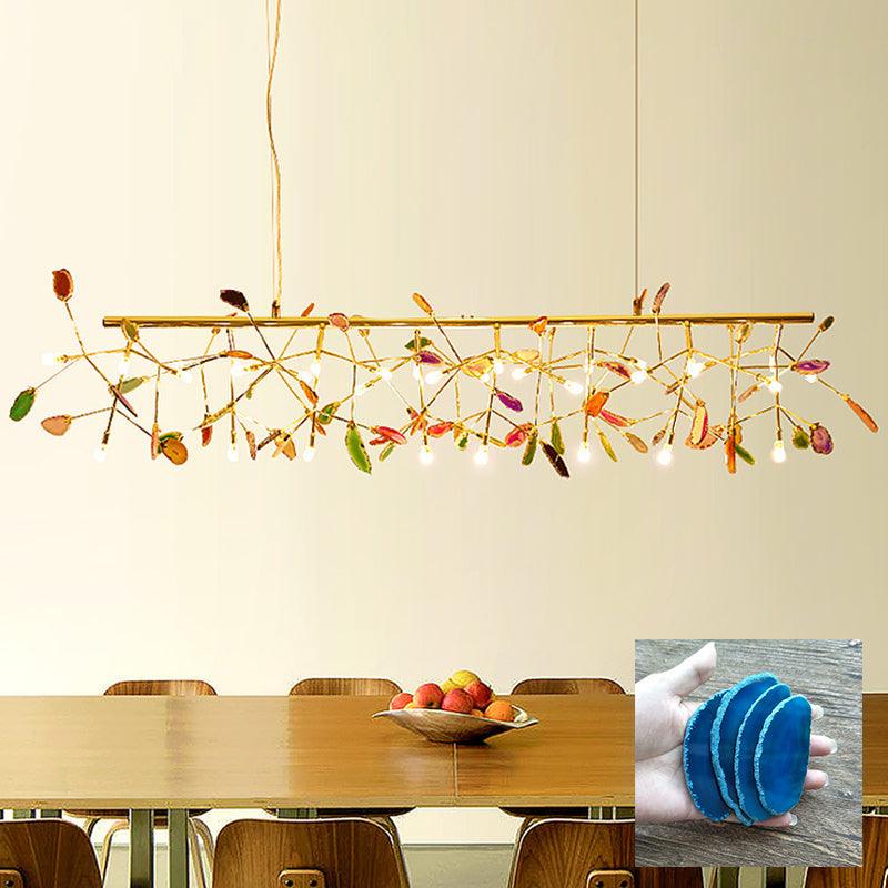 Lustra Lustre Feuille Colorée Bras Dorés