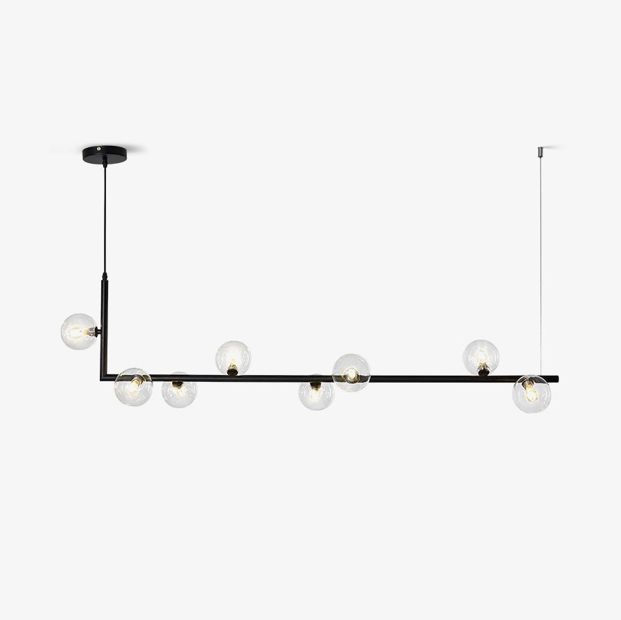 Lustra Lustre en Verre avec Structure en Acier Noir Linéaire