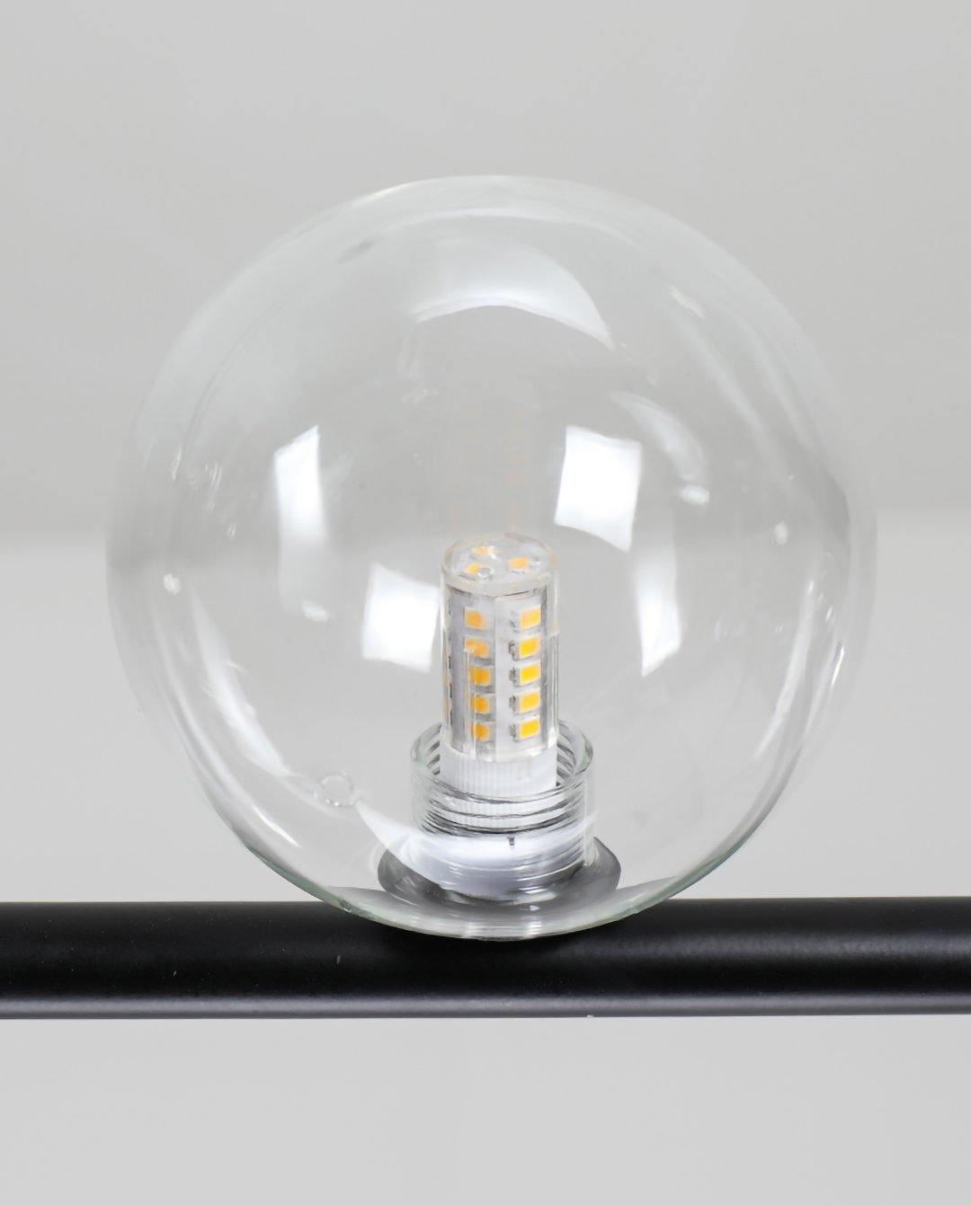 Lustra Lustre en Verre avec Structure en Acier Noir Linéaire