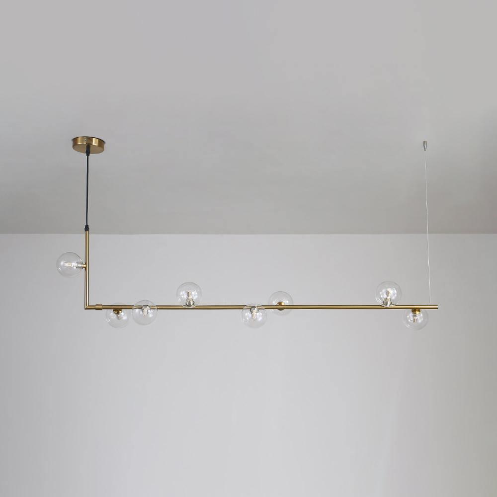 Lustra Lustre en Verre avec Structure en Acier Noir Linéaire