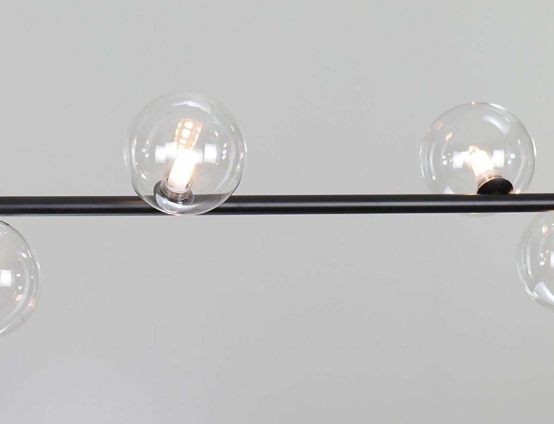 Lustra Lustre en Verre avec Structure en Acier Noir Linéaire