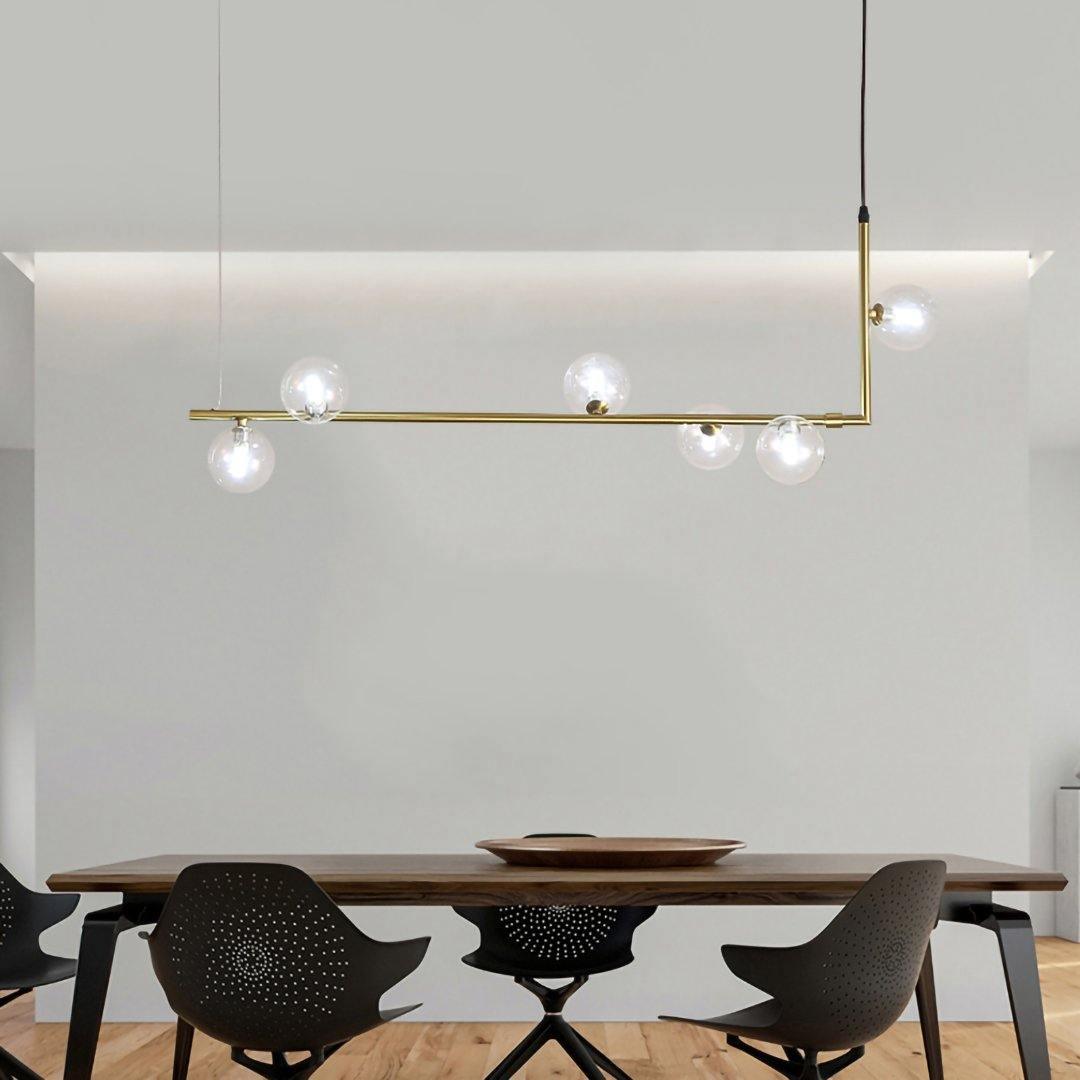 Lustra Lustre en Verre avec Structure en Acier Noir Linéaire