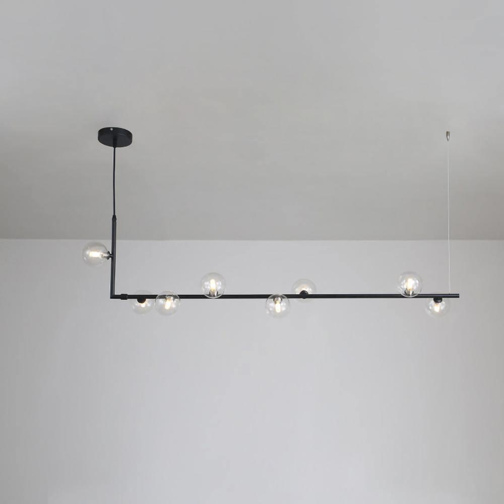 Lustra Lustre en Verre avec Structure en Acier Noir Linéaire