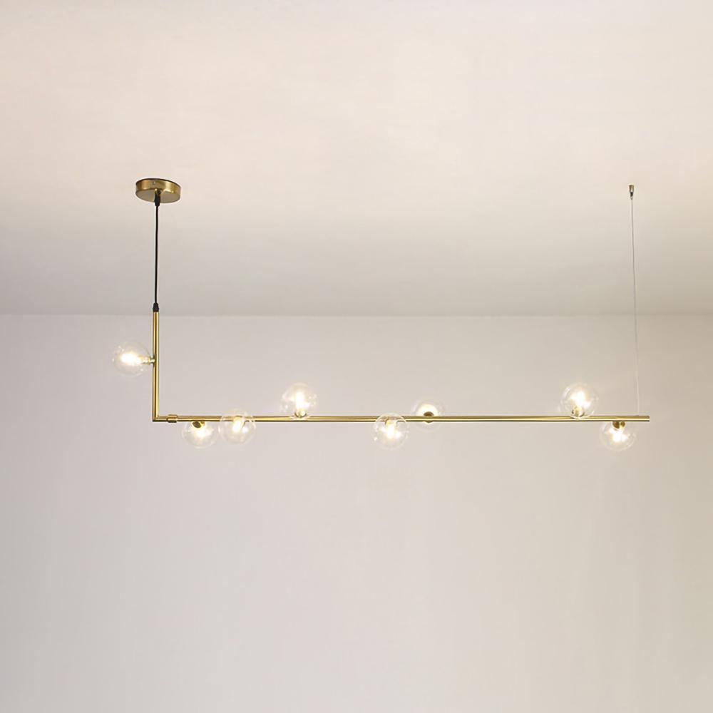 Lustra Lustre en Verre avec Structure en Acier Noir Linéaire