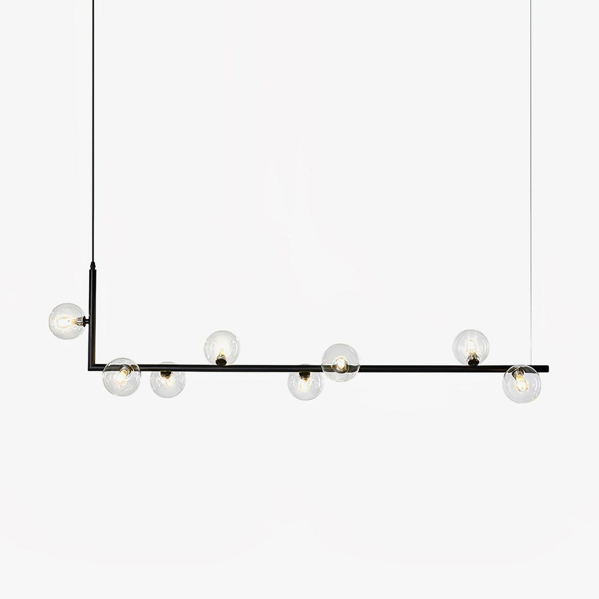 Lustra Lustre en Verre avec Structure en Acier Noir Linéaire