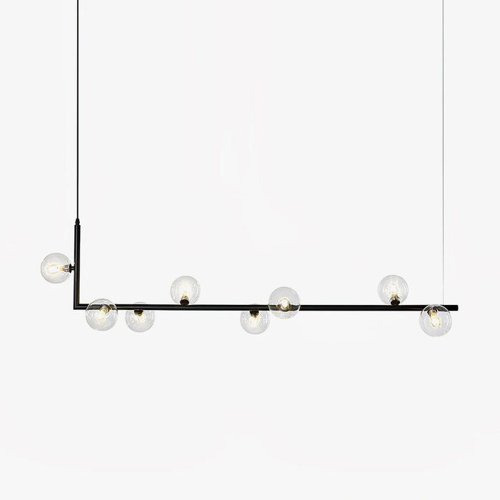 Lustra Lustre en Verre avec Structure en Acier Noir Linéaire