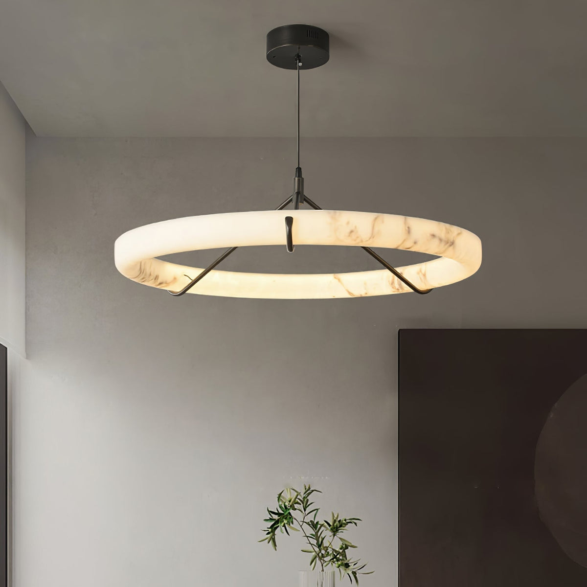 Aureon Lustre de Luxe en Albâtre Blanc