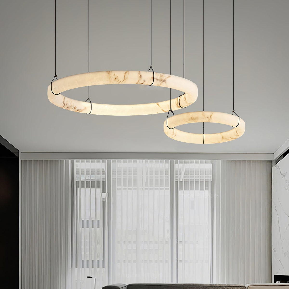 Aureon Lustre de Luxe en Albâtre Blanc