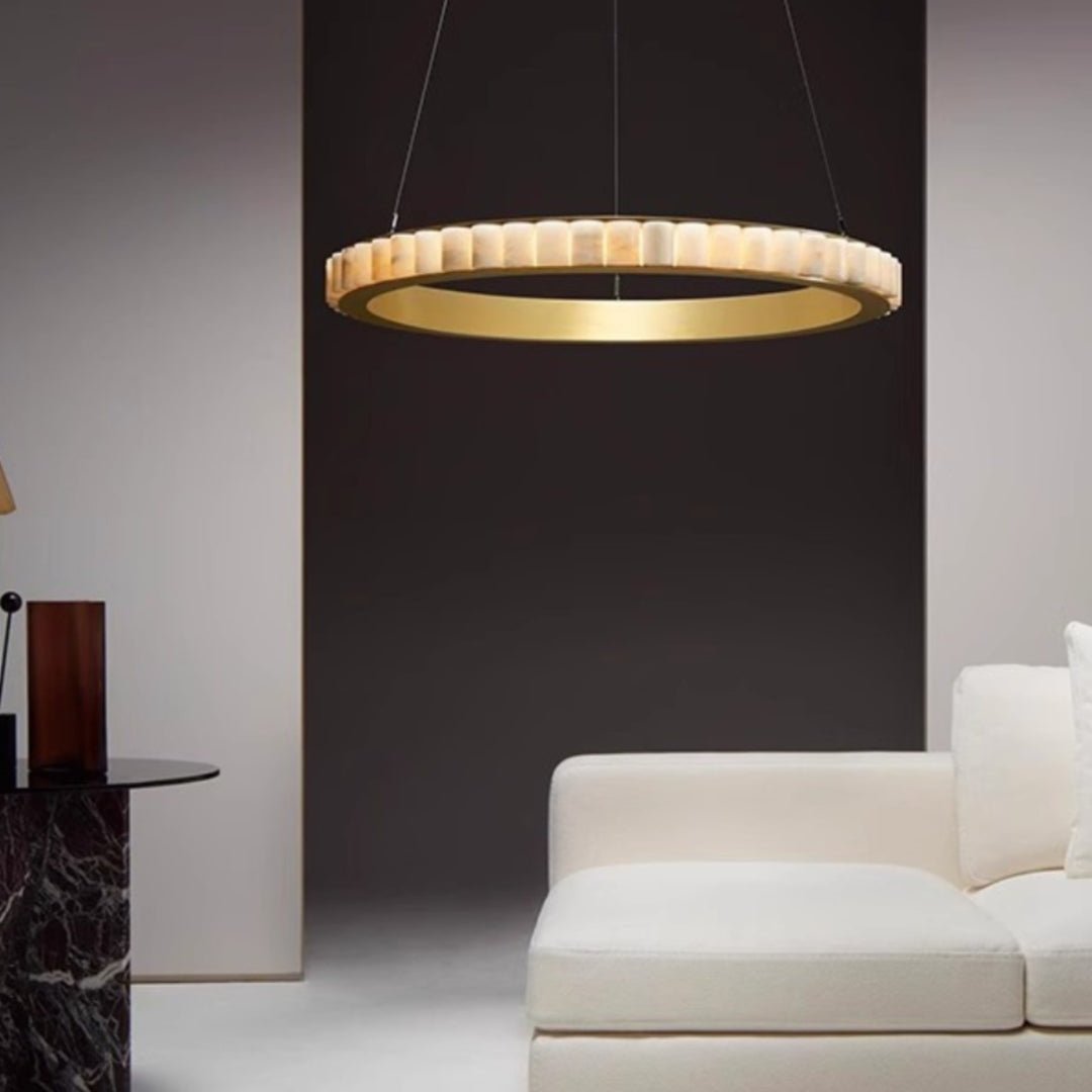 Orion Lustre Double Anneau en Albâtre
