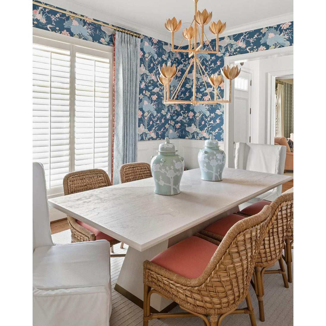 Alberto Lustre Laiton Floral Moderne Salon