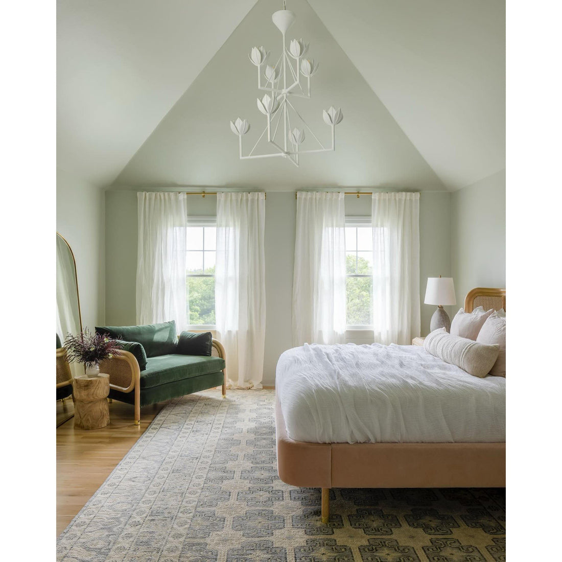 Alberto Lustre Laiton Floral Moderne Salon