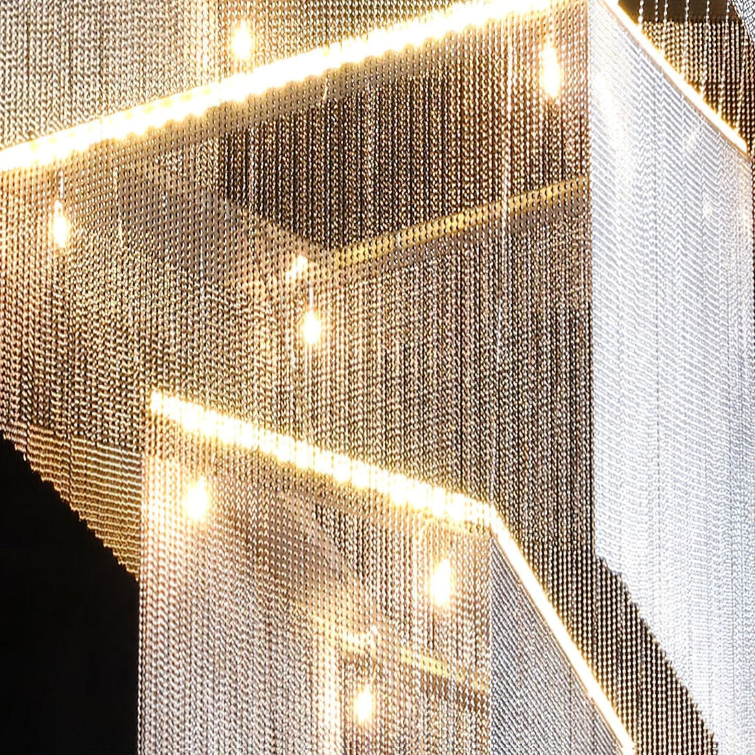 Caeluvyn Lustre Métallique à Chaîne et Franges Postmoderne