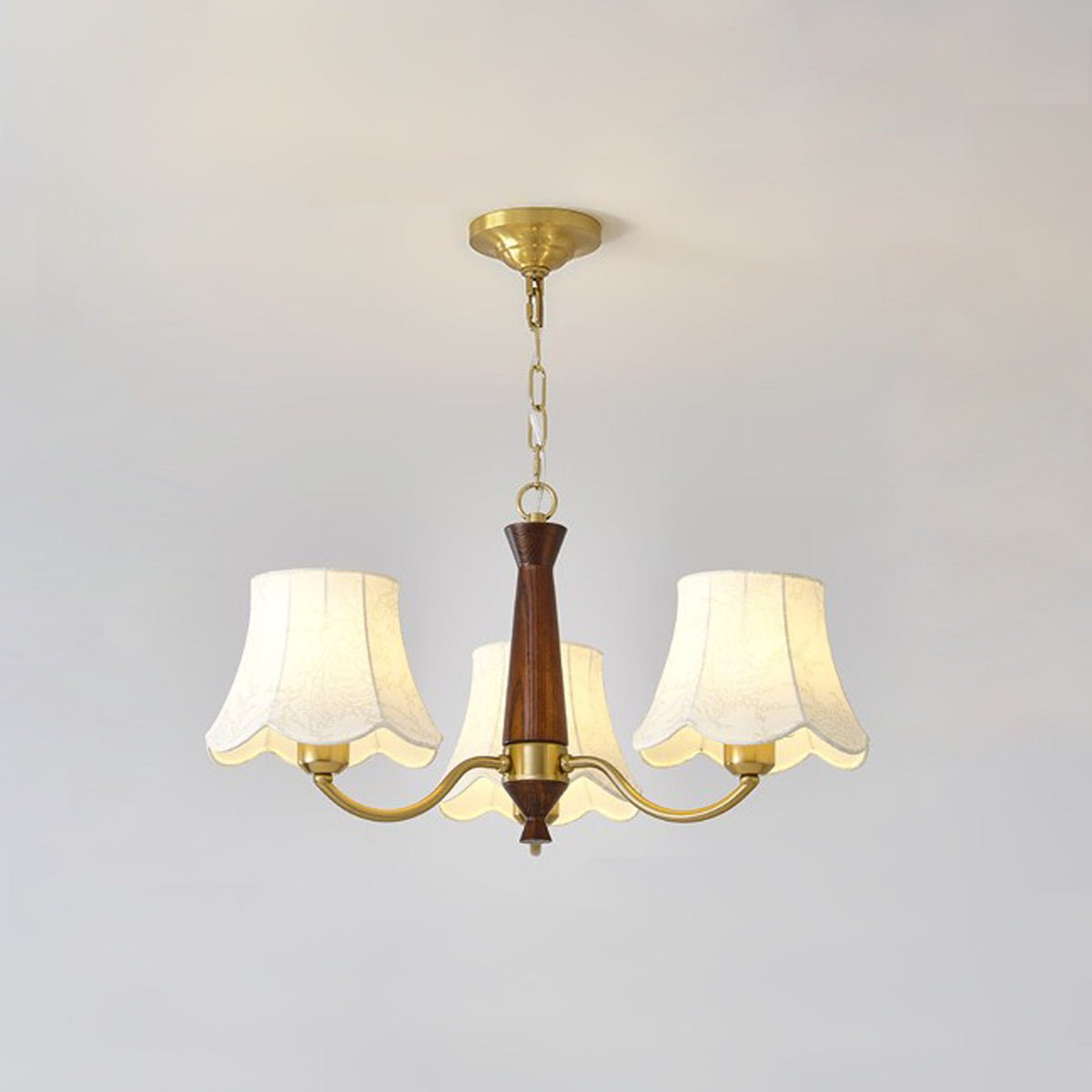 Lustra Lustre Laiton Tissu Bras Courbés