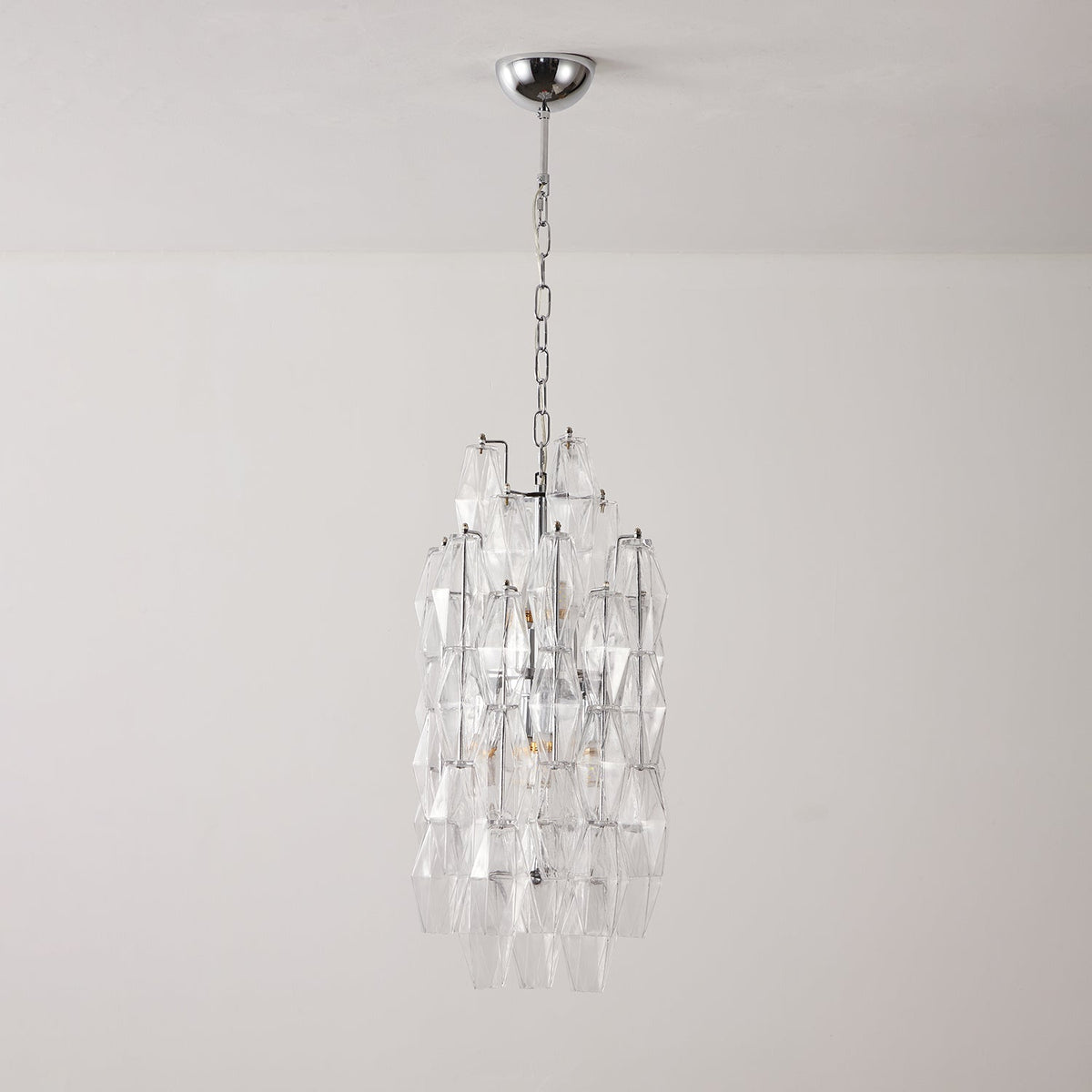 Aurora Lustre Ambre Prisme Long Cascadant Verre